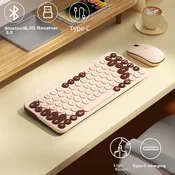 B.O.W Tastatura, Bežicna, Bluetooth, Krem + Miš, Krem