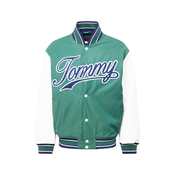 Tommy Jeans Prijelazna jakna, tamno plava / žad / bijela