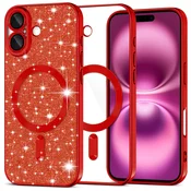 TPU gel ovitek Techsuit Luxury Glitter MagSafe za iPhone 16 Plus - red