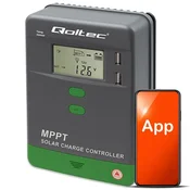 Qoltec MPPT solarni regulator polnjenja s temperaturnim senzorjem 10A | 12V/24V | LCD | 2 x USB | Bluetooth | Aplikacija | GEL | LiFePO4