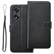 GS Ovitek za Oppo A58 4G, denarnica Crazy Horse, črna