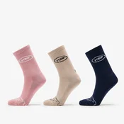 Nogavice Footshop Basic Crew Socks 3-Pack Navy/ Acru/ Pink 39-42