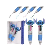 Disney DISNEY Stitch 2 kosa Večbarvno MINI avtomatsko šolsko pero 4v1 + vrečka/etui za svinčnike