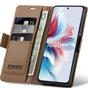 Overboard Ovitek za Oppo Reno 11F, sijoč liči , denarnica s preklopom, rjava