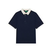 Bombažen polo United Colors of Benetton mornarsko modra barva, 3MI5C301U