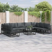 Sjedeća garnitura za vrt 9 kom. Crna Aluminij 353 x 211,5 x 71 cm