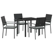 Vrtni set za objed 5 pcs Crna i svijetlo siva PE ratan
