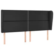 Vidaxl Vzglavje z ušesi črno 203x23x118/128 cm umetno usnje