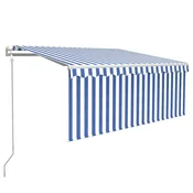 Vidaxl Avtomatska tenda s senčilom LED + senzor 3x2,5 m modra in bela