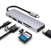 Adapter 6v1 HUB USB-C HDMI 4K SD Macbook Pro/Air