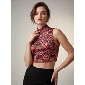 Sinsay - Crop bluza sa rol kragnom i apstraktnim printom - šareno