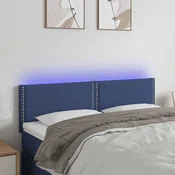 vidaXL LED posteljno vzglavje modro 144x5x78/88 cm blago