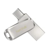 SanDisk Ultra Dual Drive Luxe USB ključek 256 GB, USB Type-A / USB Type-C, srebrn