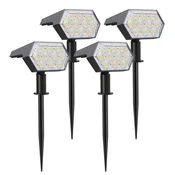 KJB Solarni vrtni reflektor 92 LED, hladna bela svetloba, 4 kosi