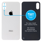 Apple iPhone XS Max - Steklo zadnjega ohišja s povecano luknjo za kamero (White)