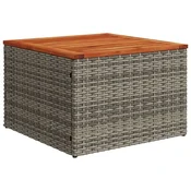 Vidaxl Vrtna miza siva 55x55x37 cm poli ratan in akacijev les