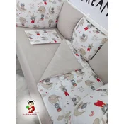 Bubamara037 Set za krevetac sa ogradicom od jastuka Medvedic, bez lastiša, Krem-Beli