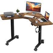 Kotna miza WorkBase 1206L z električno nastavitvijo višine, 120x120 cm, rustikalni hrast