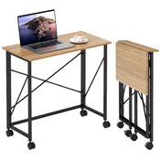 HOMCOM HOMCOM Pisalna miza MDF, jeklo 80D x 40Š x 75V cm hrast, (5000243024)
