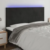 Vidaxl vidaXL Vzglavje postelje z LED diodo črno 180x5x118/128 cm žamet