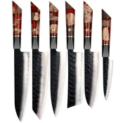 Set damaskih kuhinjskih noževa AR-37339 - rdeča KP37339