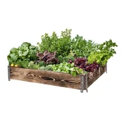 ATMOWOOD Lesena visoka greda z okovjem 120 x 100 x 20 cm - ožgana
