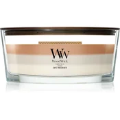 Woodwick Trilogy Café Macchiato dišeča sveča z lesenim stenjem 453.6 g