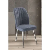 Hanah Home set trpezarijskih stolica Platinum 2 kom, dimno siva tkanina Jerry, hromirane metalne noge