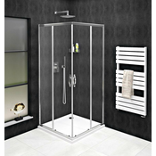 Kvadratni zaslon SIGMA SIMPLY, 900 x 900 mm, kot, prosojno steklo - Premična - Kvadratna s kotnim vhodom