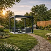 Bioklimatska pergola Ancora — Ročni/3 x 3 m/Antracit-bela/Samostoječa