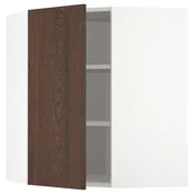 METOD Ugaoni zidni element s policama, bela/Sinarp smeda, 68x80 cm