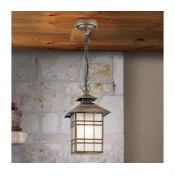 ORION Ilka tradicionalna vanjska viseca lampa s lancicem - Seoska kuca / rustikalni - smeda patina, mat bijela - Metal
