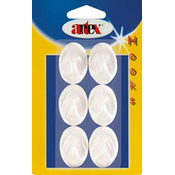 Artex Samolepilni ovalni kaveljček iz majhne plastike, BELI (6 kosov)