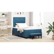 Vidaxl Postelja z vzmetnico z vzmetnico Temno modra 120 x 190 cm Žamet
