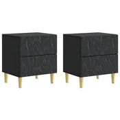 vidaXL Nočna omarica 2 pcs Črna 43 x 34,5 x 48 cm Inženirski les
