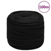 Vidaxl Delovna vrv črna 8 mm 100 m poliester