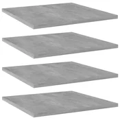 Vidaxl Dodatne police za omaro 4 kosi betonsko sive 40x40x1,5 cm