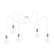 Luster na sajli MIROS 5xE27/60W/230V paukov bela/bakrena