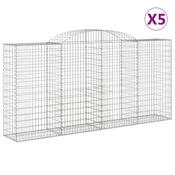 Vidaxl Obokane gabion košare 5 kosi 300x50x140/160 cm pocinkano železo