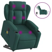 MAISON CHIC Električni masažni naslanjač - Relax naslanjač s funkcijo vstajanja temno zelen, (22061259)