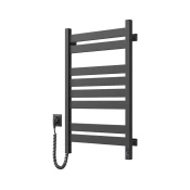 Kopalniški lestvičast radiator LARGO z termostatom, 432W/230V, 80,6 cm, IP44, črn, levi