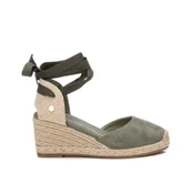Xti za ženske. 14384104-KAKI Usnjeni sandali 143841 zeleni (37), 5 do 8 cm, Semiš, Čipke, Priložnostno, Zelena
