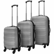 VIDAXL tridelni komplet trdih potovalnih kovčkov, srebrn