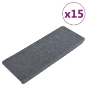 Vidaxl Samolepilni stopniščni robovi, 15 kosov, 65x28 cm, sivi