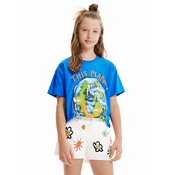 Desigual Majica 23SBTK09 Modra Regular Fit