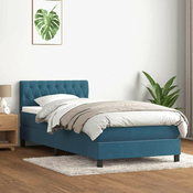 vidaXL vidaXL Box spring postelja z vzmetnico temno modra 80x210 cm žamet, (21792500)