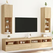 TV ormarici s LED svjetlima 2 kom boja hrasta 30,5x30x102 cm