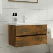 vidaXL Omarica za umivalnik dim. hrast 80x38,5x45 cm konstruiran les