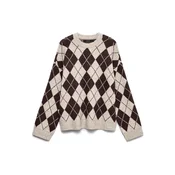 VERO MODA Pulover VMHALO progasto bež/temno rjava