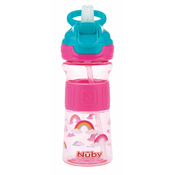 NUBY Sportska boca s mekom sklopivom slamcicom 360 ml, roza, 3+
